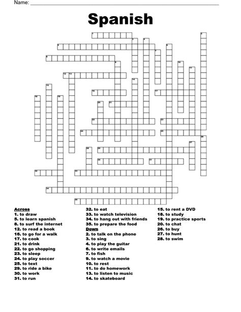 spanish for now crossword